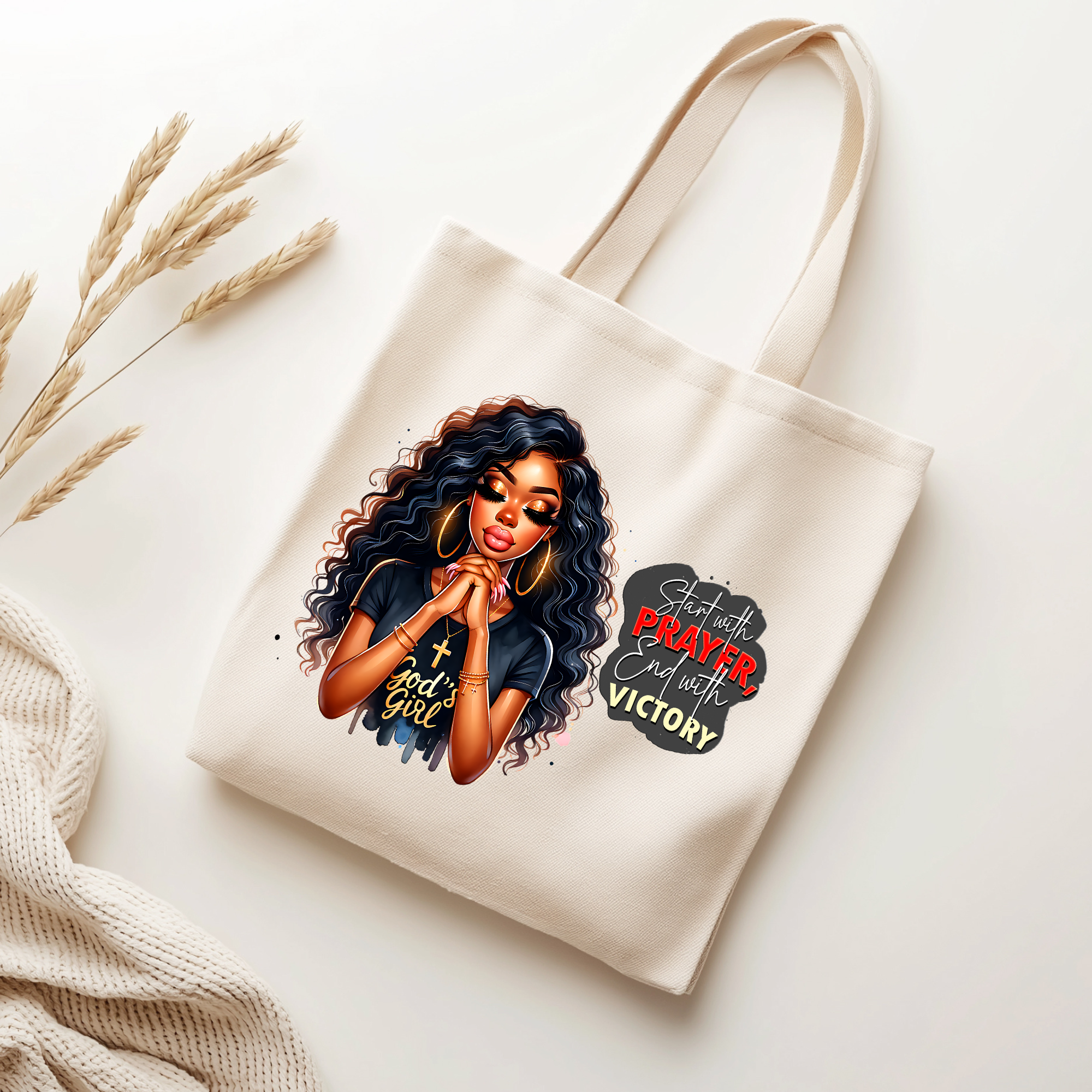 Black Girl Prayer Tote Bag Collection – 16 Inspirational Designs