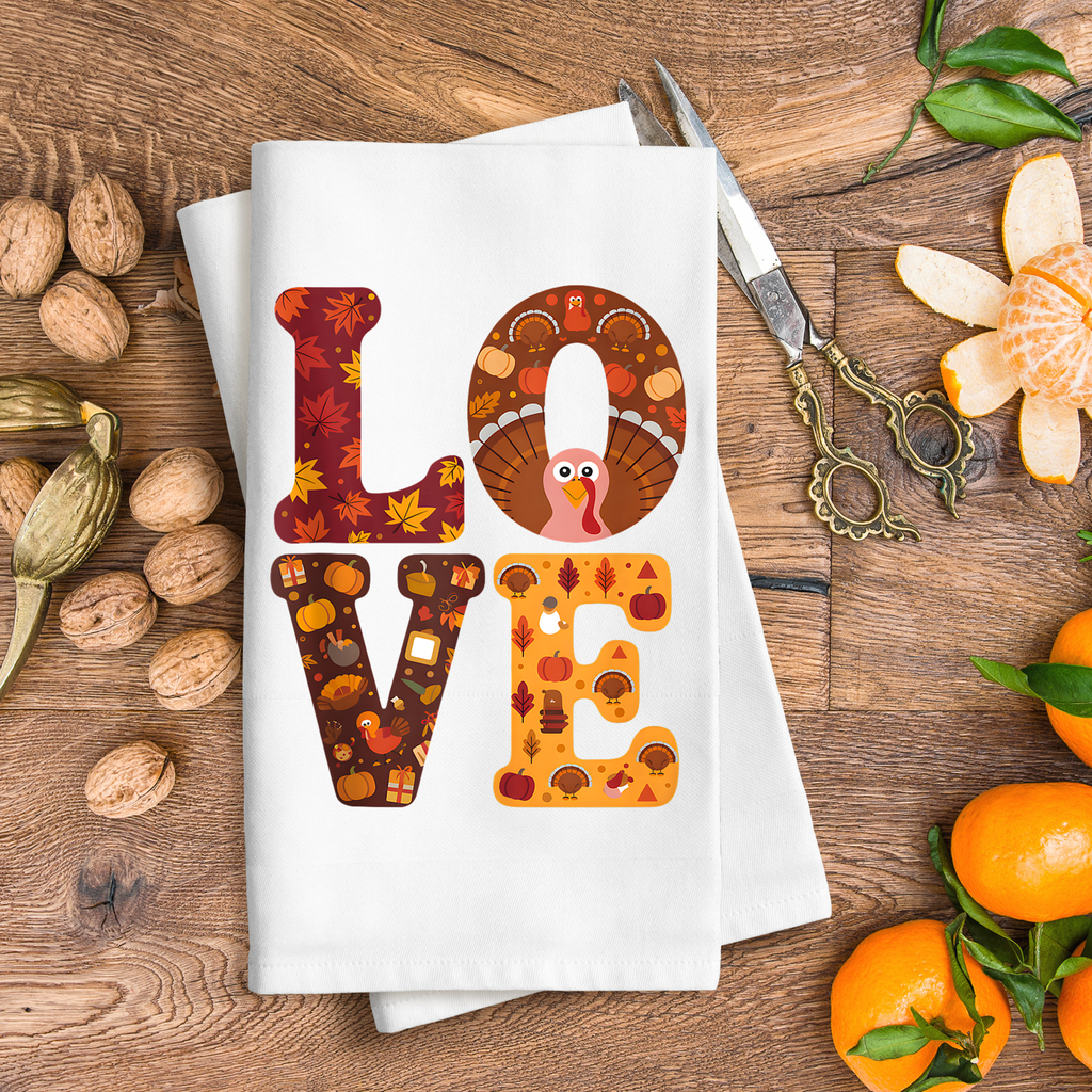 LOVE Kitchen Towel Set (2-Pack) – Fall Themed Decorative Towels for Kitchen & Home