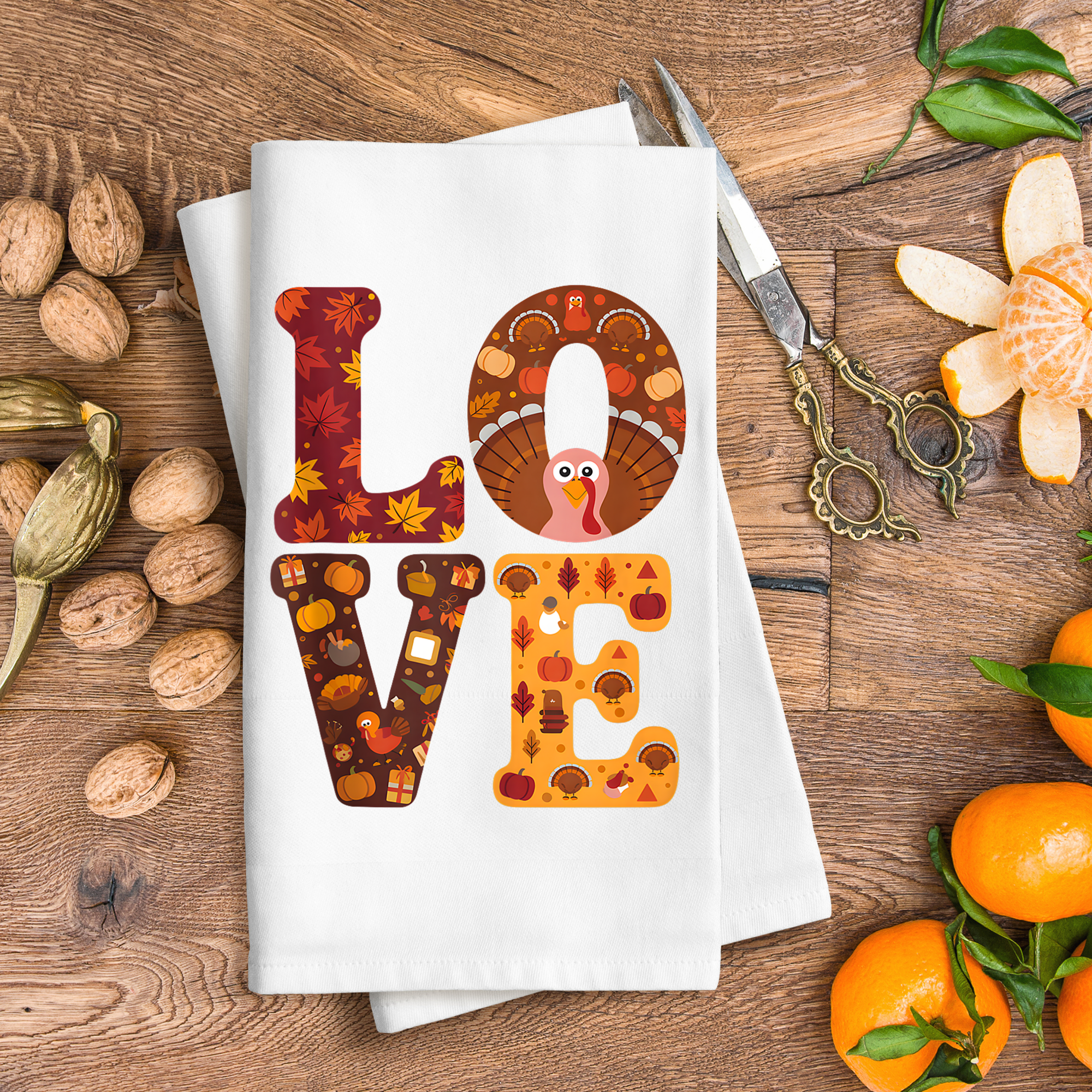 LOVE Kitchen Towel Set (2-Pack) – Fall Themed Decorative Towels for Kitchen & Home