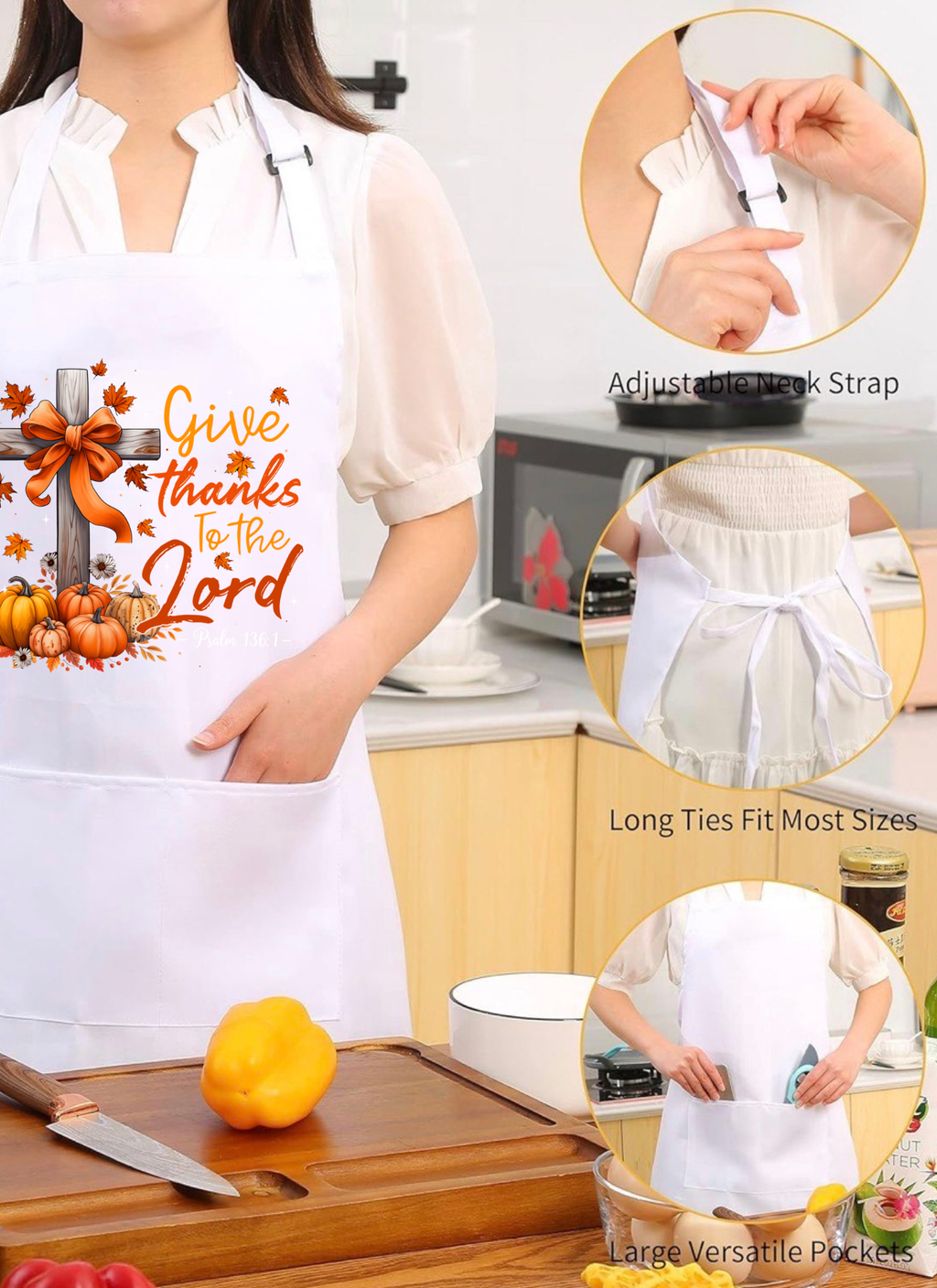 “Give Thanks to the Lord” Fall Apron