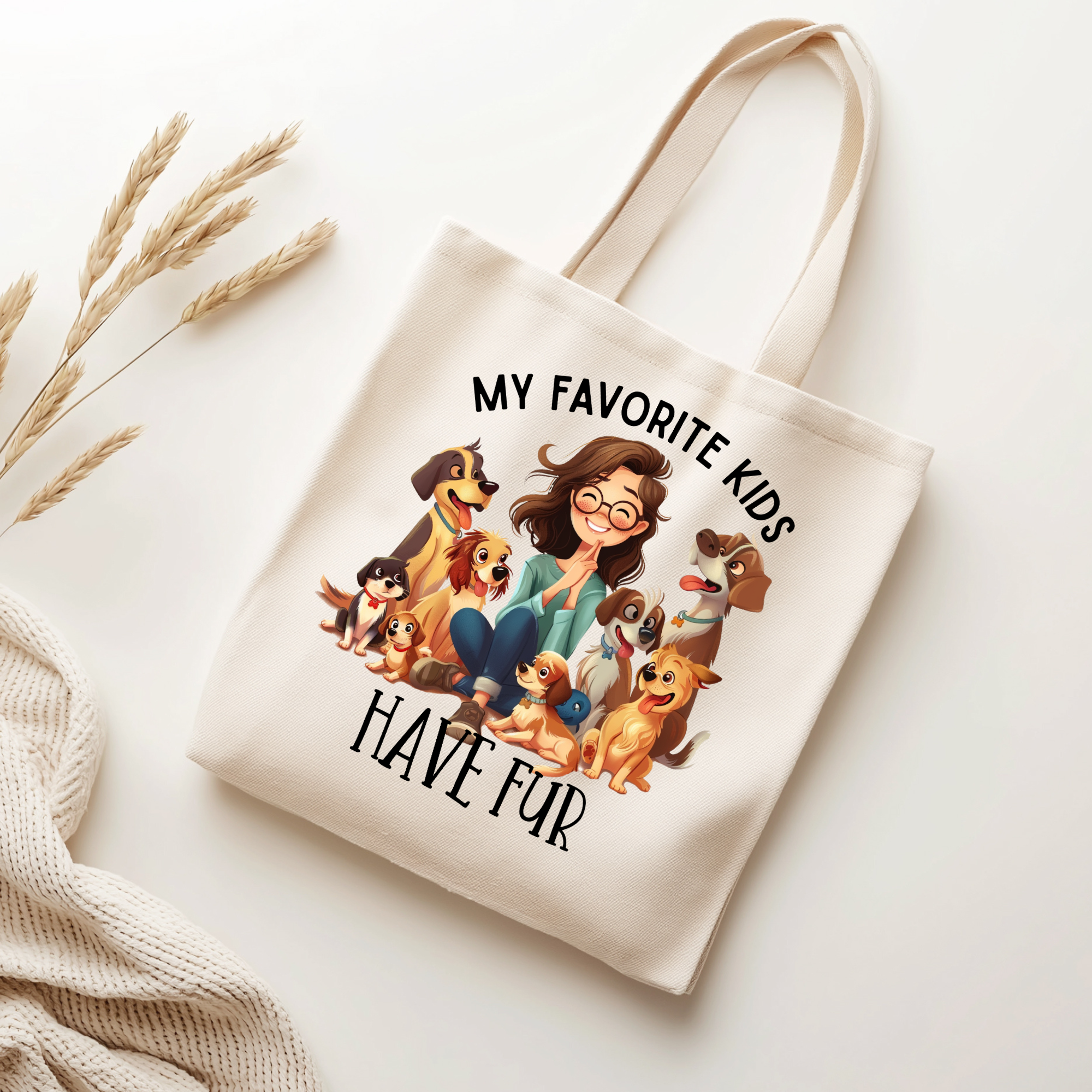 "My Favorite Kids Have Fur Tote Bag – Funny Pet Lover Tote"