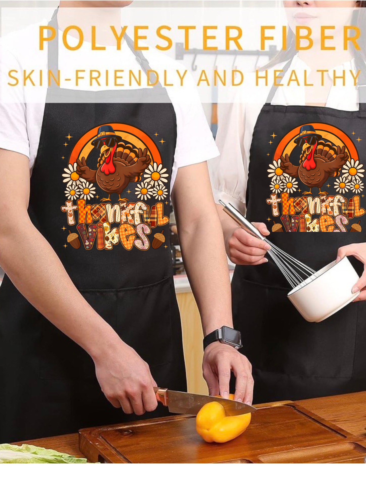 “Thankful Vibes” Adjustable Kitchen Apron – Fall & Thanksgiving Edition