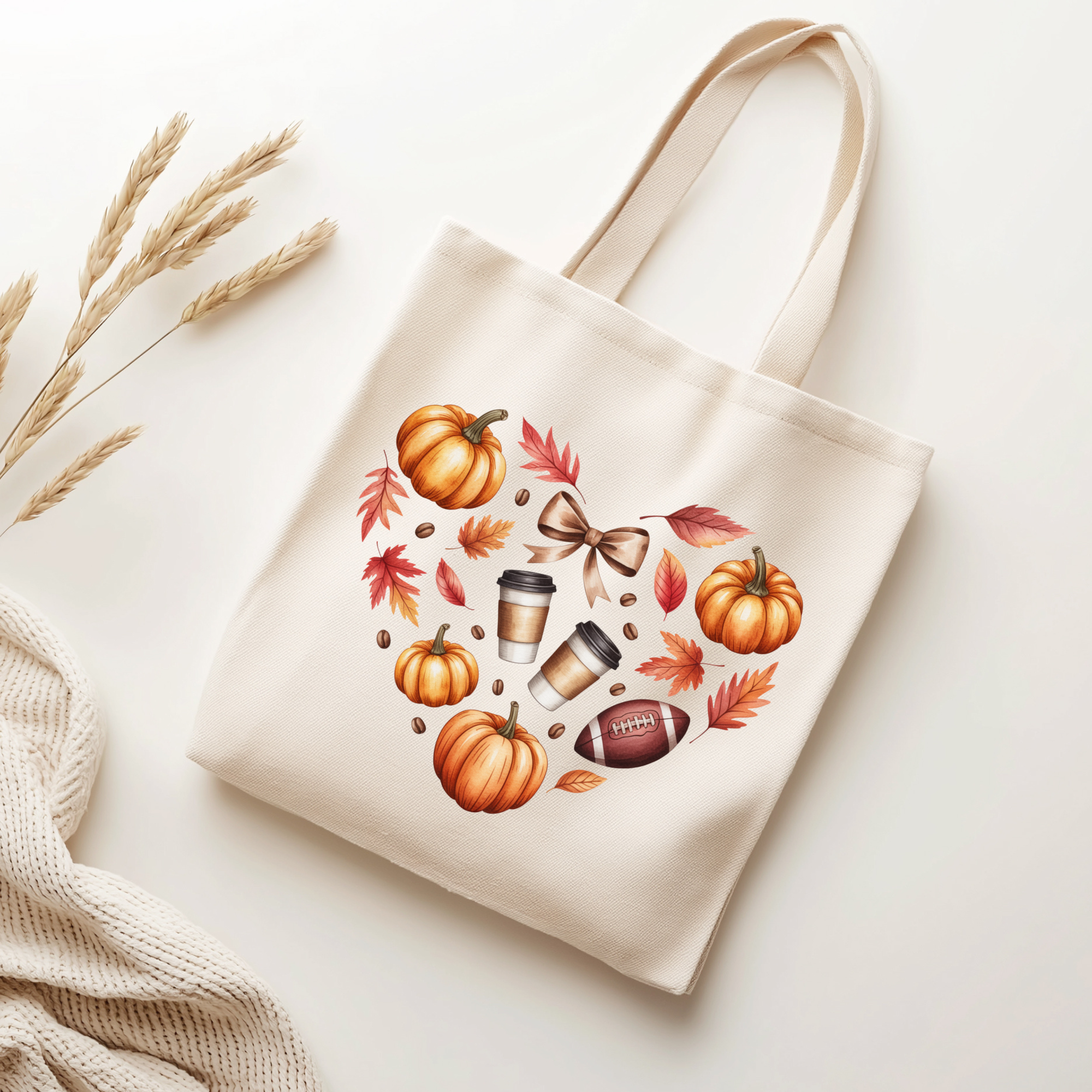 Pumpkin Spice Heart Cozy Fall Tote Bag